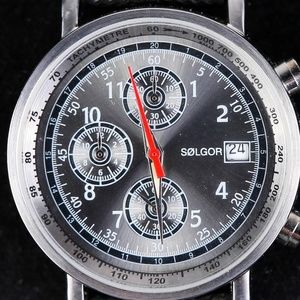 Men's Solgor Stainless Steel Watch 3ATM Water Resistant Stopwatch Date No Band